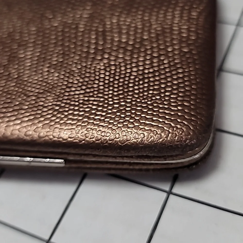 Bronze Slimline Wallet Clutch Faux Reptile‎ Print - Gently Preloved